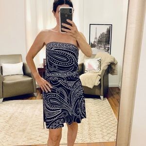 White House Black Market B/W Strapless Dress XS